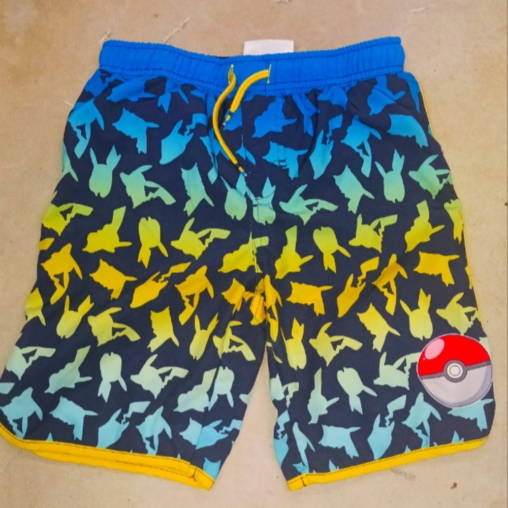 POKEMON BOYS 10 12 SWIMSUIT SWIM TRUNKS SWIM SHORTS NEVER WORN
